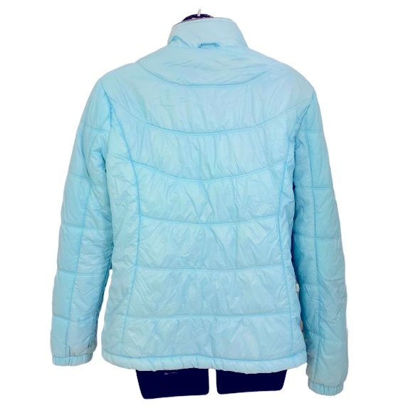 Free Country Lightweight Puffer Jacket Aqua Blue Green Fleece Lined Medium Tall - Picture 2 of 5